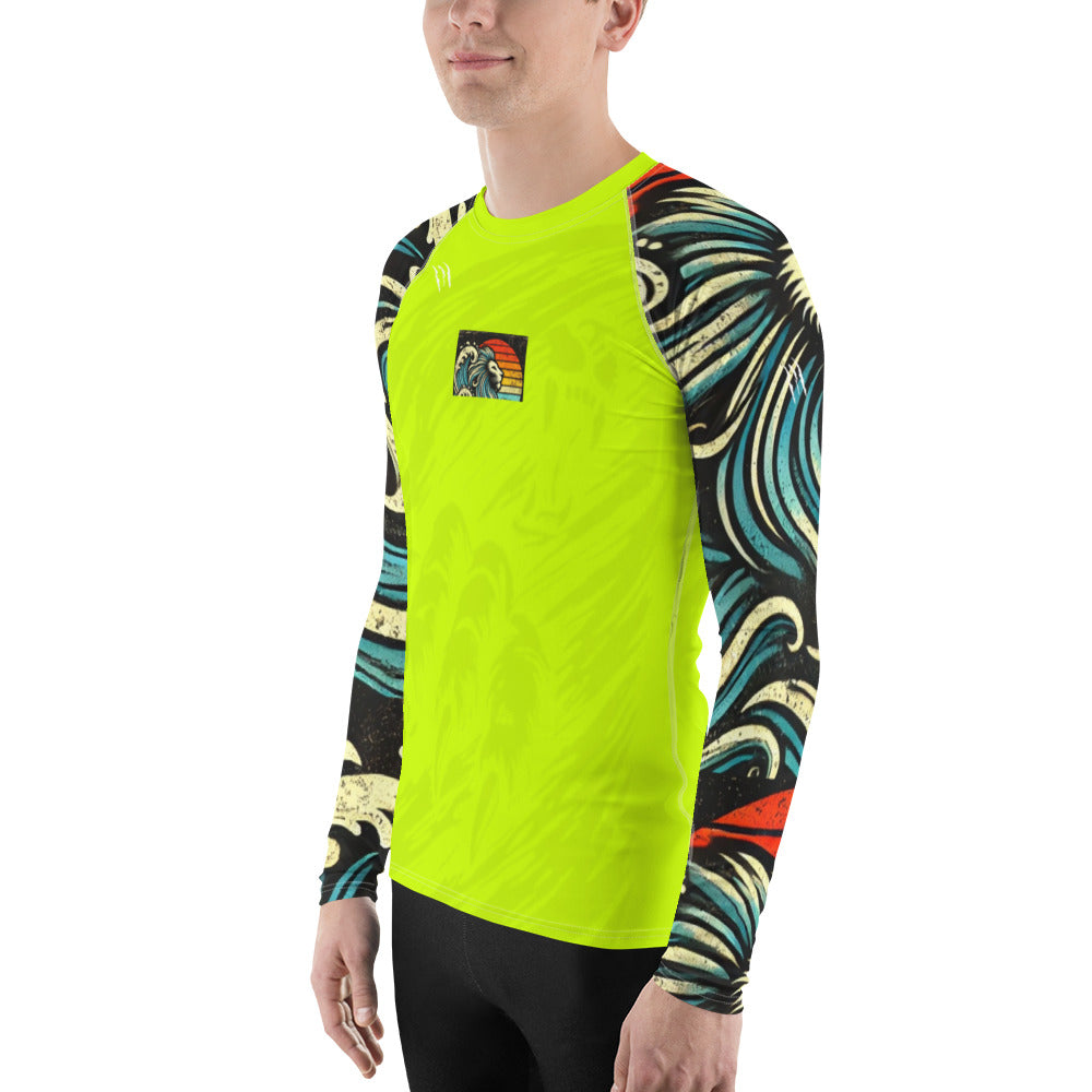 LION Sleeve Florescent Yellow Men's Rash Guard