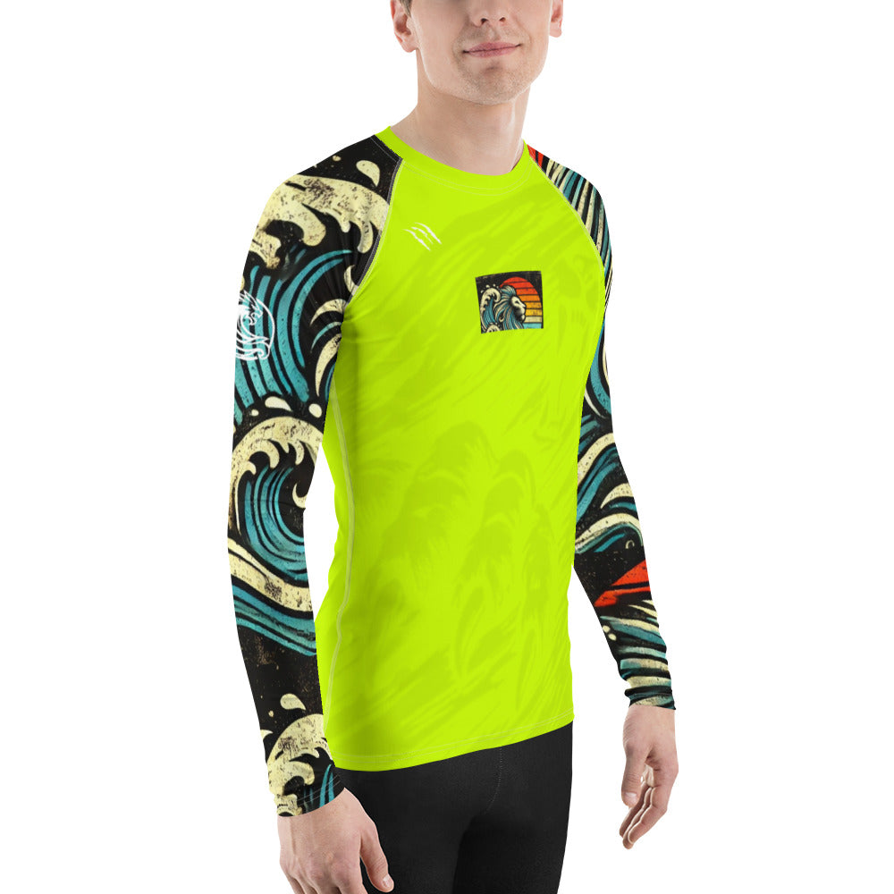 LION Sleeve Florescent Yellow Men's Rash Guard