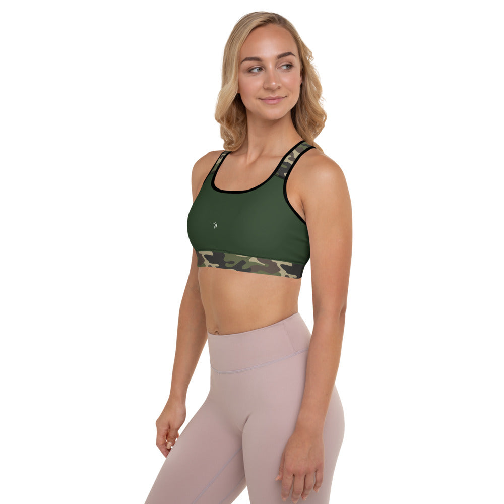GB RACE GREEN CAMO Padded Sports Bra