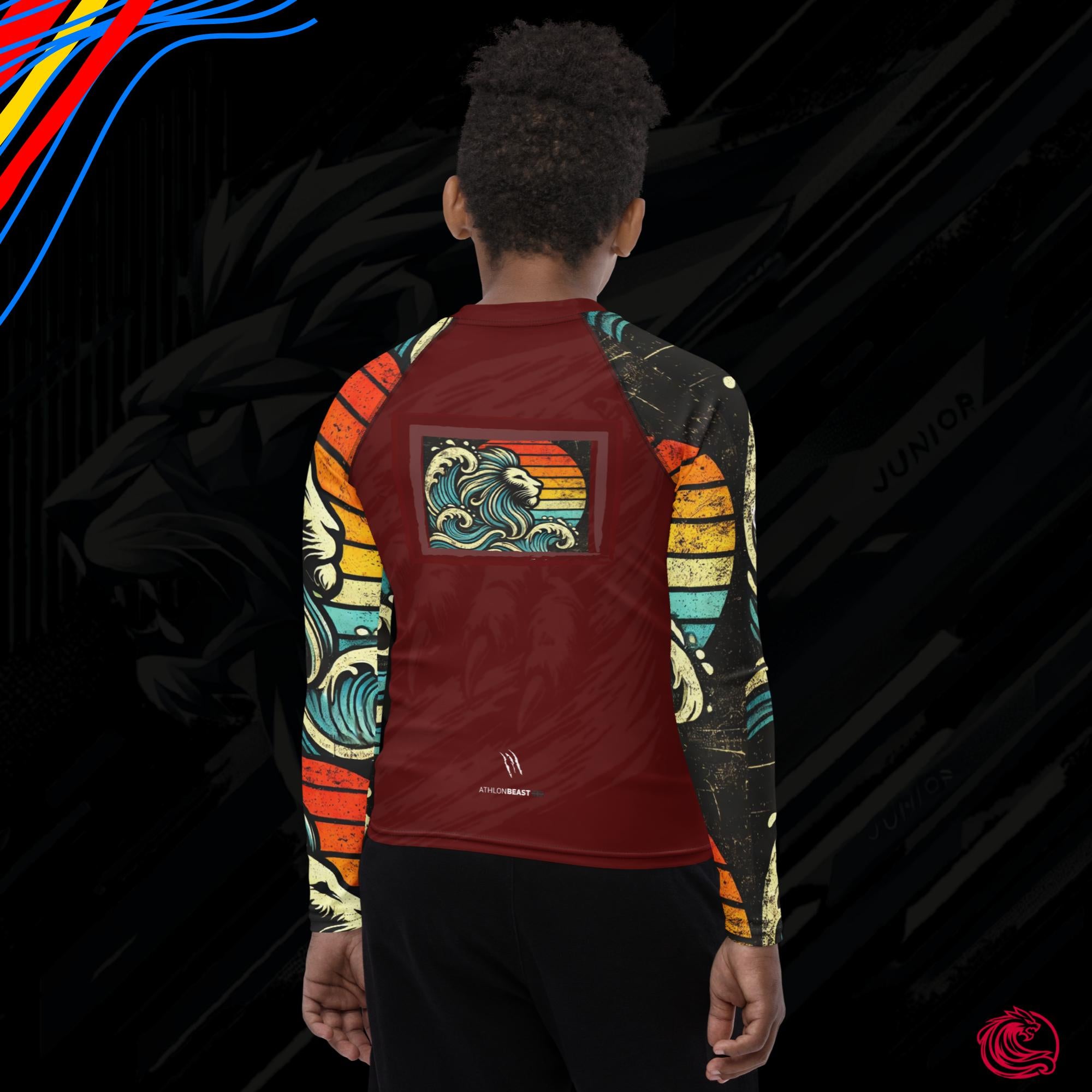 LION Sleeve Blood Red Youth Rash Guard – UPF 50+ Bold Protection for A ...