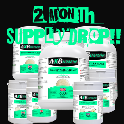 2 Month Supply of AXB Energy Vanilla Protein Powder for Optimal Workout Recovery and Performance - The Ultimate Gym Protein Supply Drop