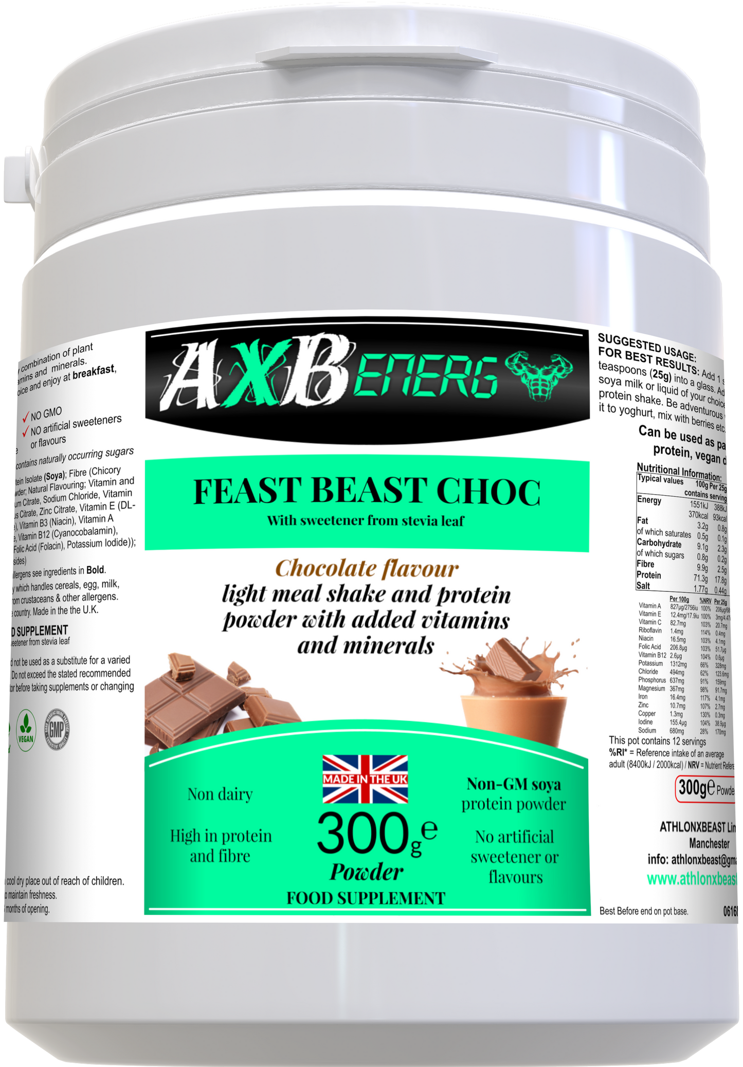 FEAST BEAST CHOCOLATE - PROTEIN & MEAL SHAKE: 300g POWDER